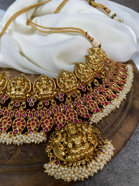 Bridal Nagas Lakshmi kemp Manga choker with studs