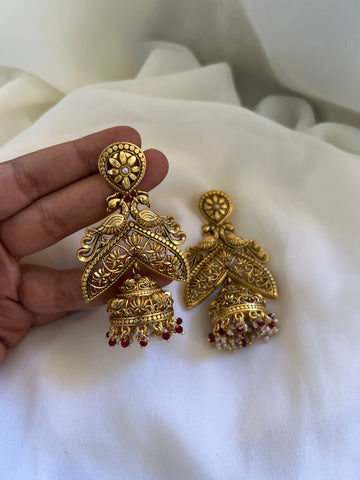 Antique dual peacock Jhumkas