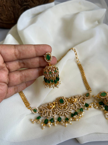 Mini-AD peacock choker with jhumkas