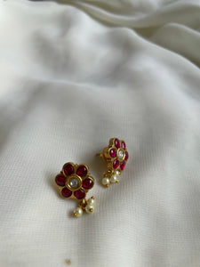 Ruby flower studs