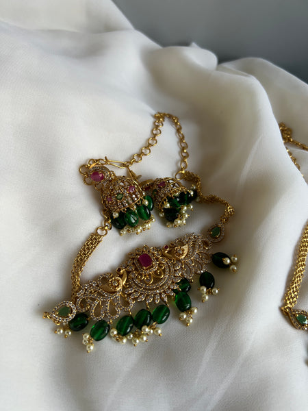 Mini-AD peacock choker with jhumkas