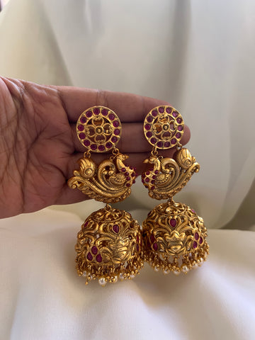 Jumbo kemp peacock Jhumkas