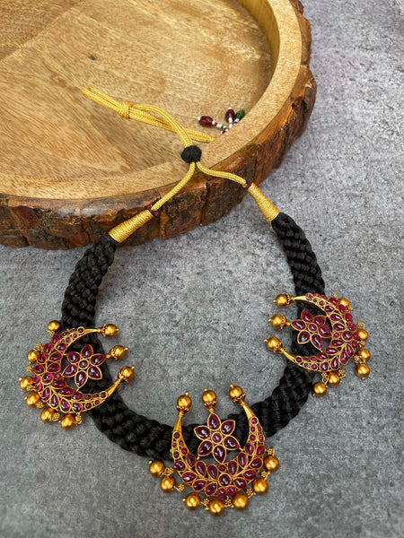 Kemp 3 chaand thread choker with Jhumkas