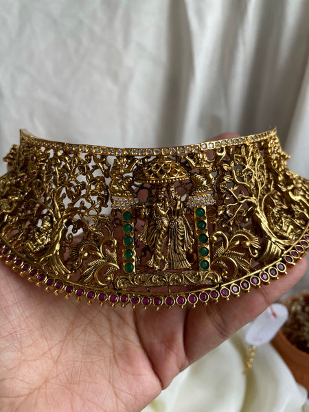 Premium Krishna Radha bridal choker with earrings