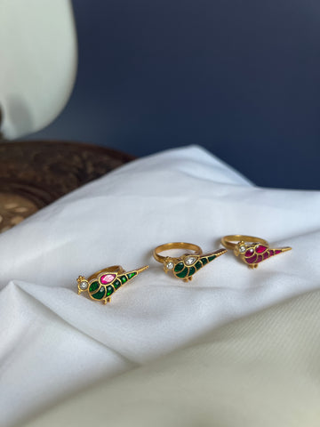 Parrot Kundan adjustable ring