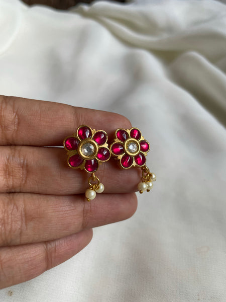 Ruby flower studs