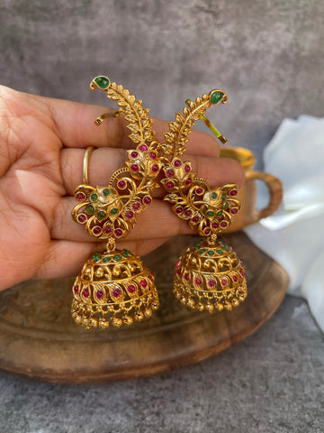 Peacock ear cuff kemp Jhumkas