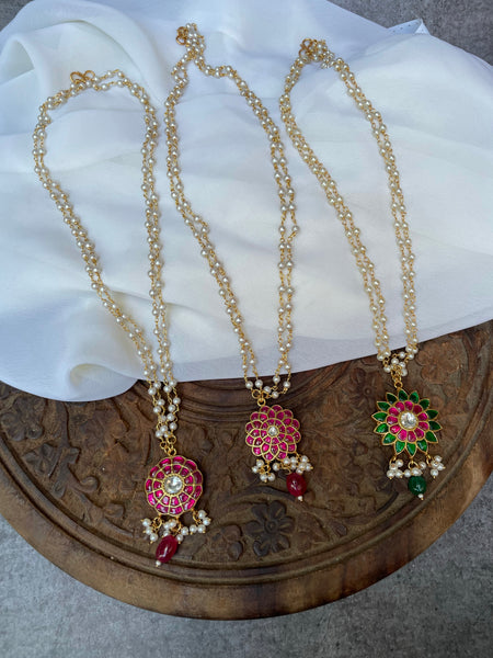 Kundan flower pendant maala