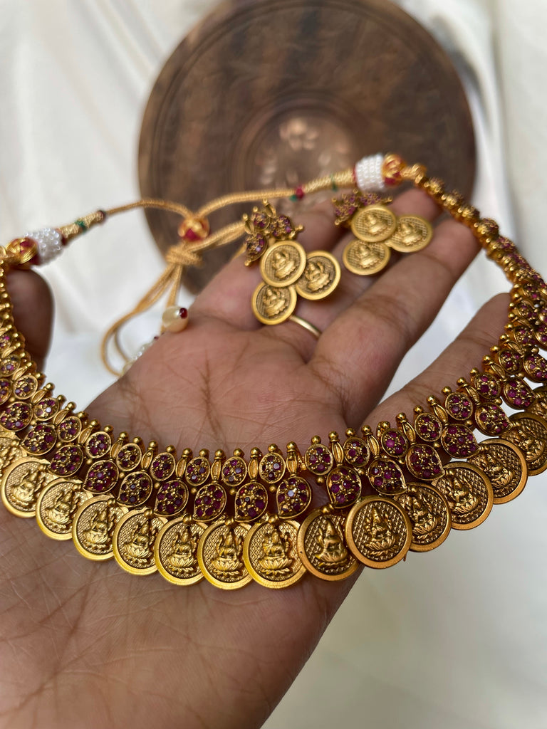 Laxmi coin necklace on sale designs