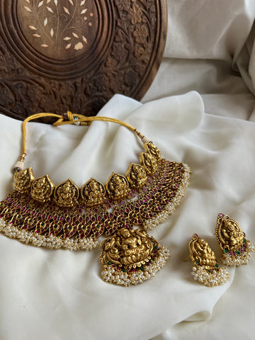 Bridal Nagas Lakshmi kemp Manga choker with studs