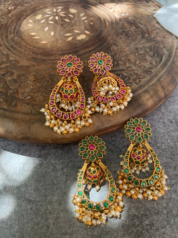 Kemp flower removable Bali Jhumkas