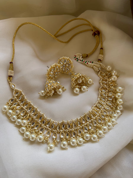 Kundan look alike necklace with Jhumkas