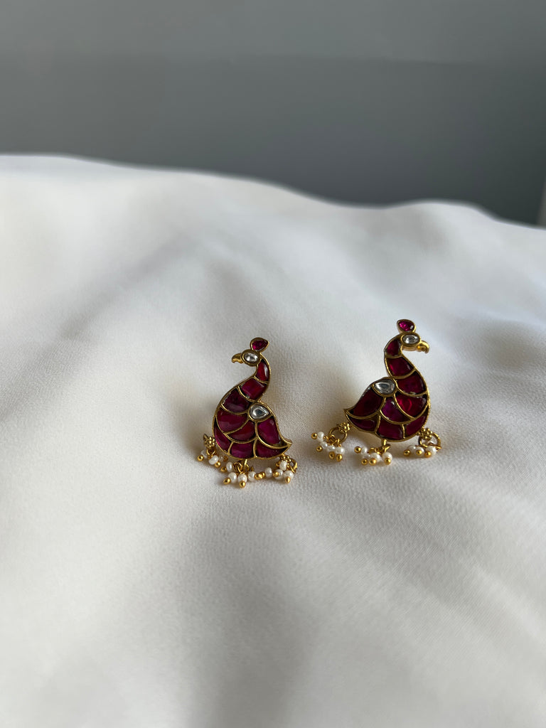 Buy Adorable Big Single Stone Duck Design Gold Studs for Kids