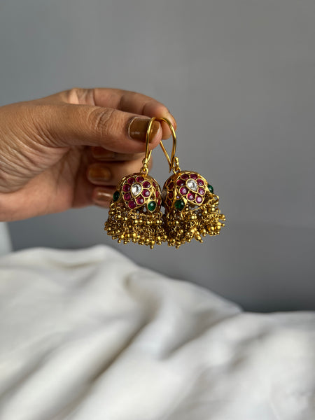 Kemp floral hook Jhumkas