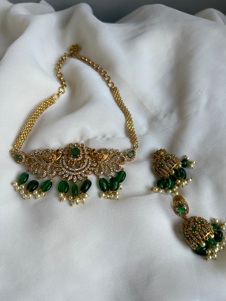 Mini-AD peacock choker with jhumkas