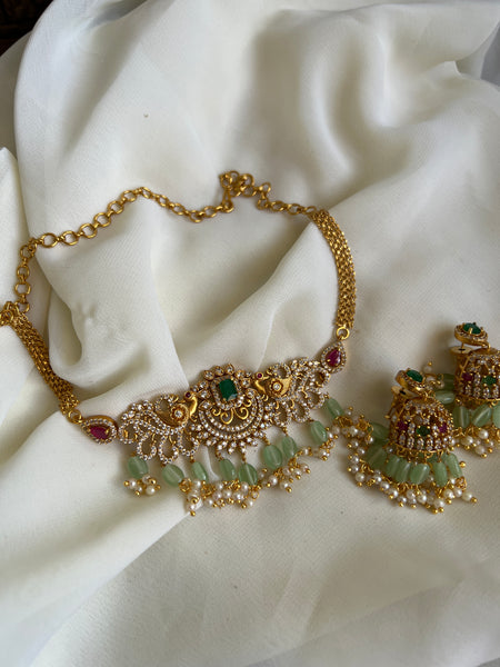 Mini-AD peacock choker with jhumkas