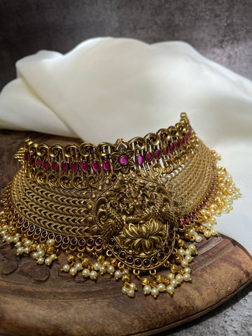 Antique full neck Lakshmi choker with Earrings