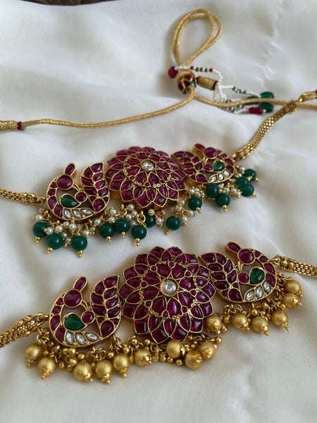 Kundan look alike kemp choker with Jhumkas