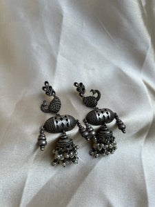 Peacock rice Pearl Jhumkas