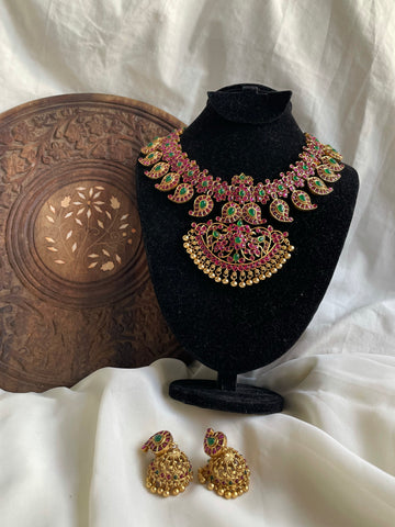 Premium Kemp manga necklace with Jhumkas