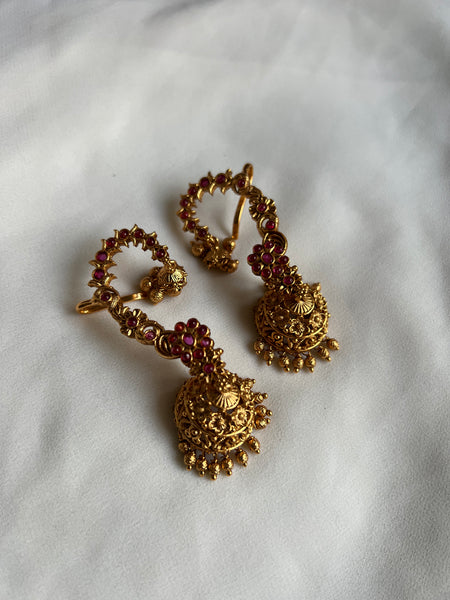 Kemp flower ear cuff jhumkas