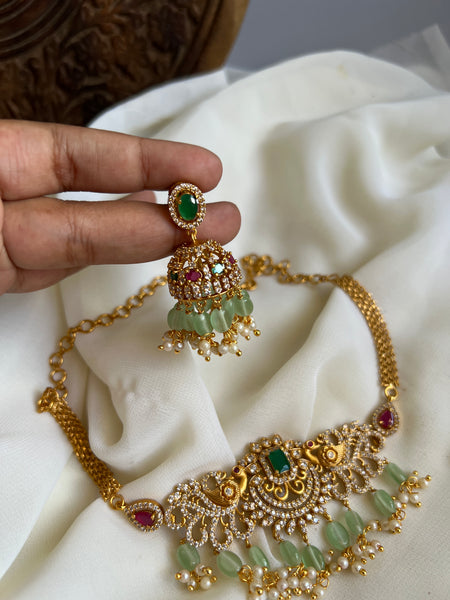 Mini-AD peacock choker with jhumkas