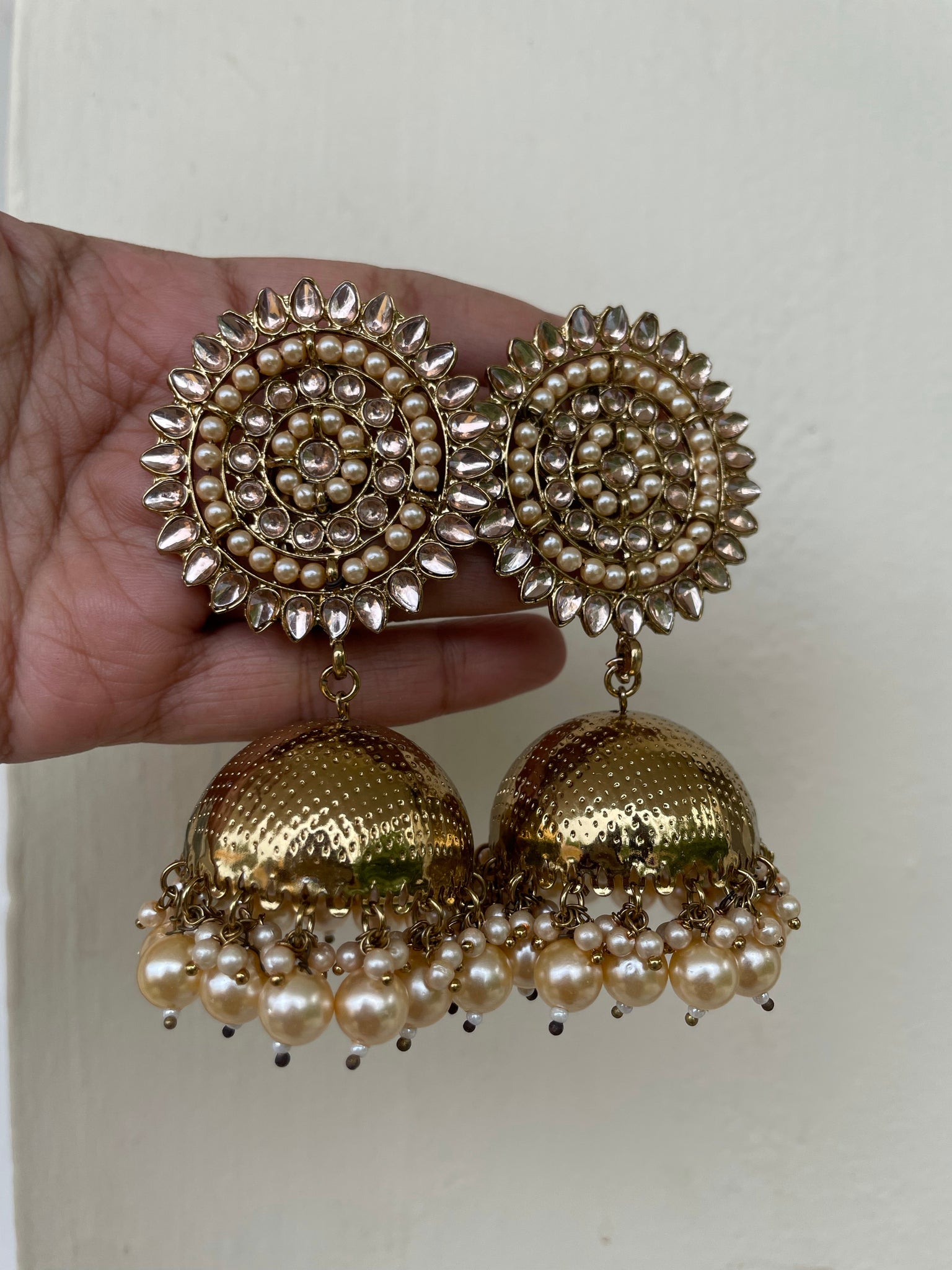 Oversized polki like golden Jhumkas